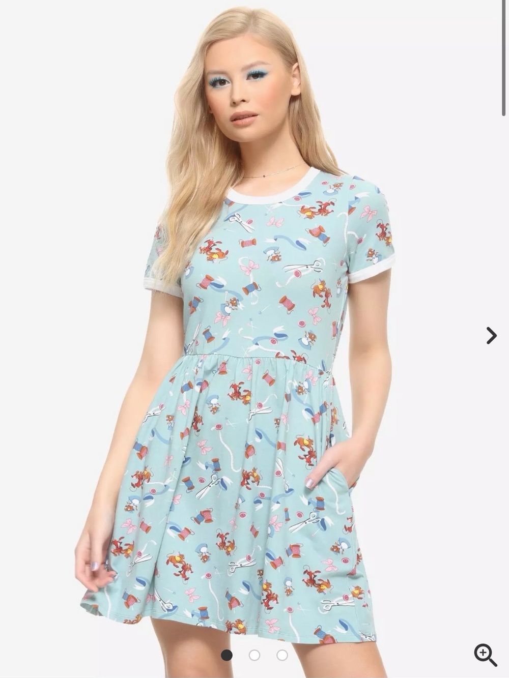 Her Universe Disney Cinderella Sewing Mice Ringer Dress size Medium New